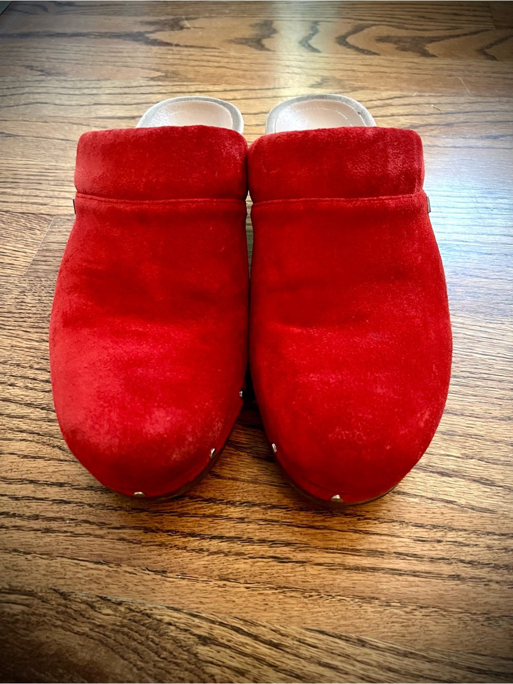 Vionic Red Suede Platform Mule Clog  Slides